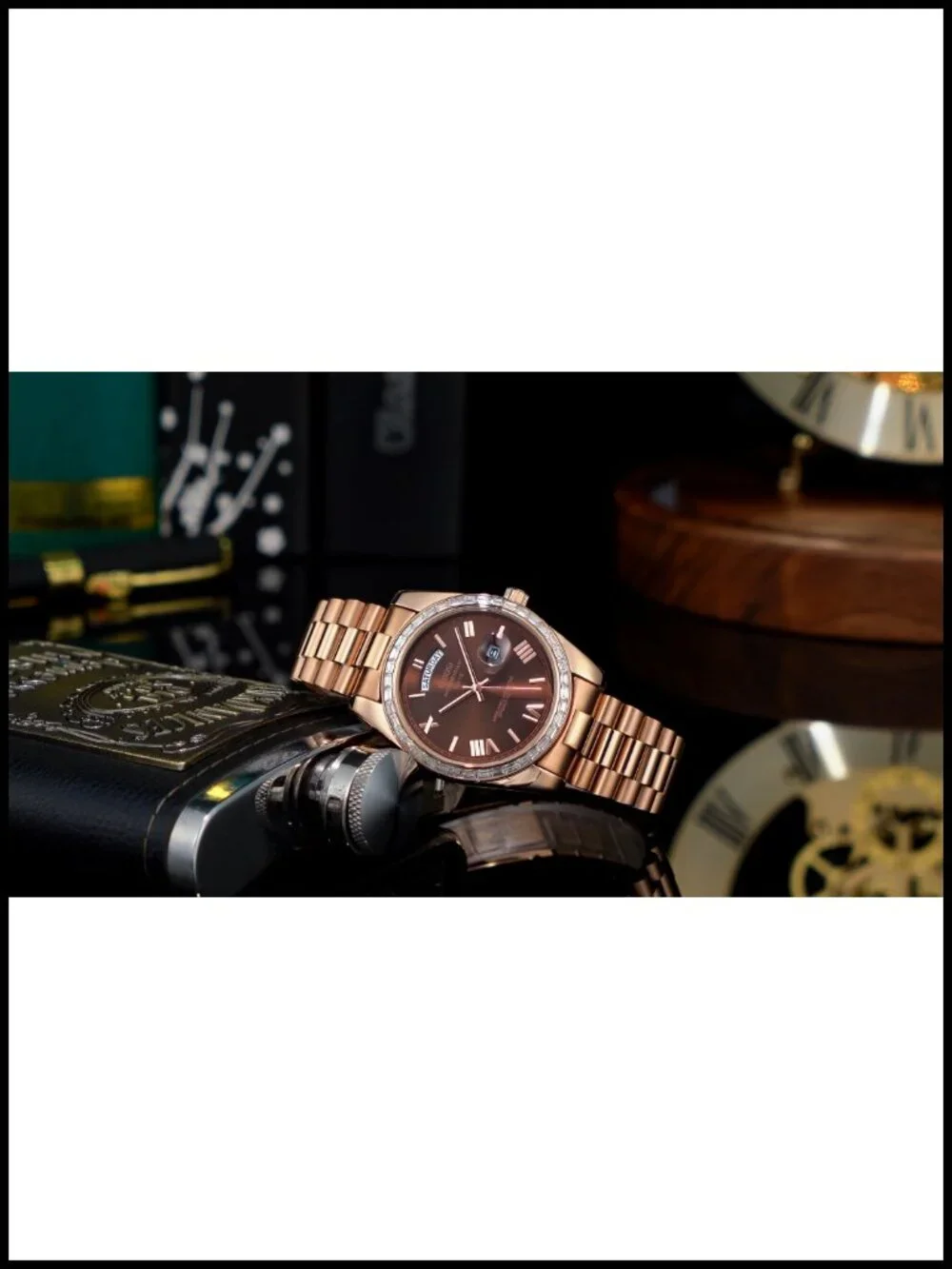 Men's Analog Quartz Watch Rose Gold Stainless Steel Day Date